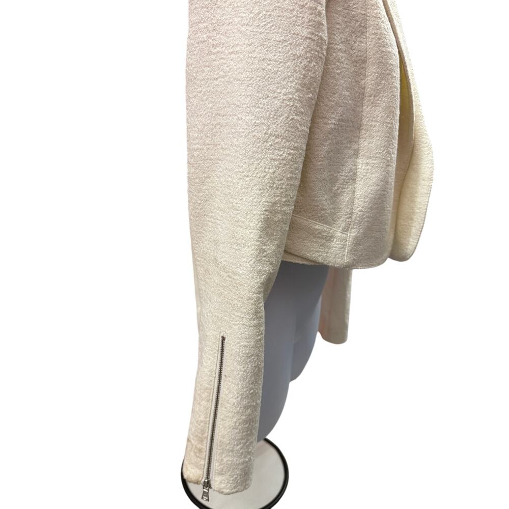 BCBGMaxAzria women White cream Nathan double lapel Cropped moto Jacket - Picture 3 of 6